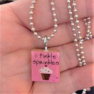 (2/$12,4/$20) I Tinkle Sprinkles Scrabble Tile Necklace